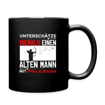 Bogenschießen Bogenschütze Spruch Sportbogen - Tasse einfarbig - Schwarz - Rechts