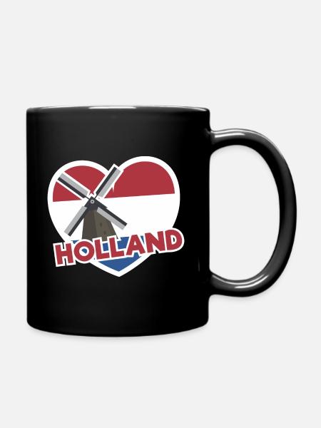 Holland Flag Graphic - Full Colour Mug - black