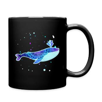 Blue whale pattern pastel tones - Full Colour Mug - black - Right