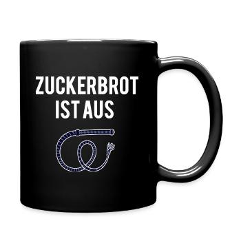 BDSM Lustiger Meister Spruch Peitsche Zuckerbrot - Tasse einfarbig - Schwarz - Rechts
