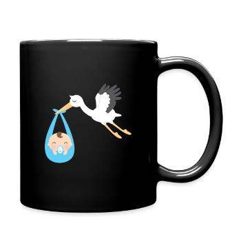 Storch liefert Baby Boy - Tasse einfarbig - Schwarz - Rechts