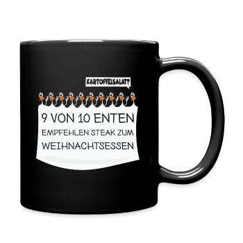 Weihnachtsessen: 9 von 10 Enten empfehlen Steak - Tasse einfarbig - Schwarz - Rechts
