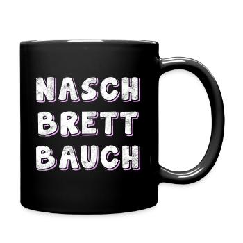Naschbrettbauch, dicker Bauch, Naschkatze Geschenk - Tasse einfarbig - Schwarz - Rechts