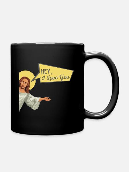 Jesus liebt dich lustiger Spruch Geschenk - Tasse einfarbig - Schwarz