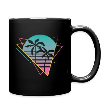 Vaporwave palmiers coucher de soleil Retro Neon 80s - Mug uni - noir - Droite