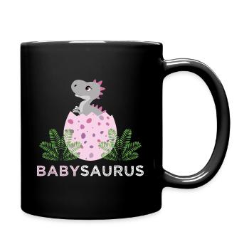 Babysaurus Girl T-Rex Hatched Dinosaur Egg - Full Colour Mug - black - Right