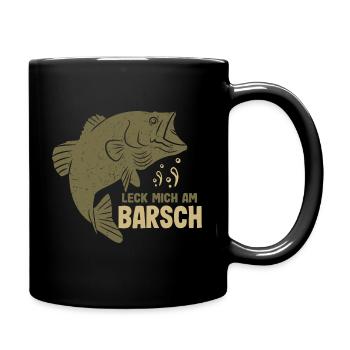 Leck mich am Barsch Lustiger Angelspruch Angler - Tasse einfarbig - Schwarz - Rechts