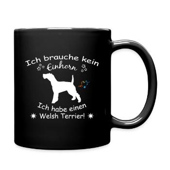 Welsh Terrier - Welsh Terrier - Tasse einfarbig - Schwarz - Rechts