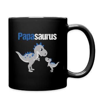 Papasaurus Dinosaurier für Papa Vatertag Geschenk - Tasse einfarbig - Schwarz - Rechts