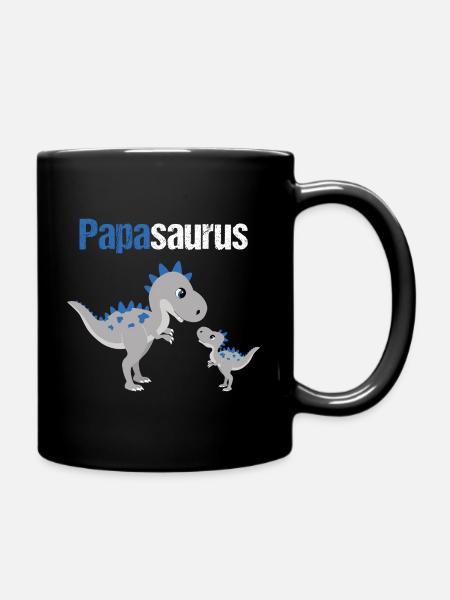 Papasaurus Dinosaurier für Papa Vatertag Geschenk - Tasse einfarbig - Schwarz