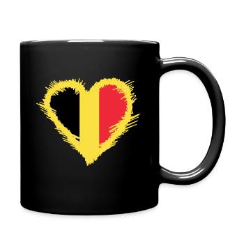 Belgium flag with heart - Full Colour Mug - black - Right