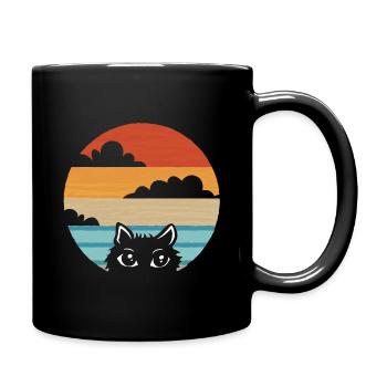 Chat Cat Vintage Retro - Mug uni - noir - Droite