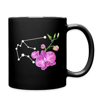 Aquarius Constellation with Watercolor Orchids - Full Colour Mug - black - Right