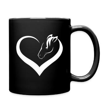 Horse love - horse with heart logo in white - Full Colour Mug - black - Right