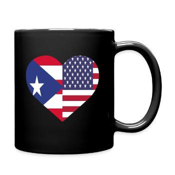 Puerto Rico Flag Heart Design for Boricua USA - Full Colour Mug - black - Right