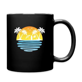 Palmiers Été soleil mer et plage - Mug uni - noir - Droite