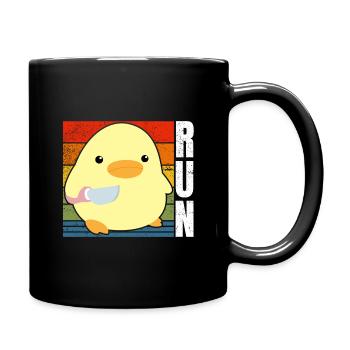Racing Run Duck with Knife Meme Funny Saying Fun - Full Colour Mug - black - Right
