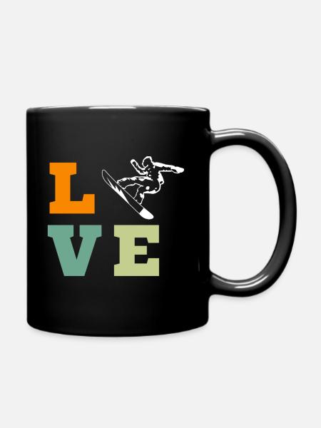 LOVE Snowboard Design – Sporty Style - Full Colour Mug - black