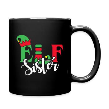 Elf Schwester Weihnachten Familie Matching - Tasse einfarbig - Schwarz - Rechts