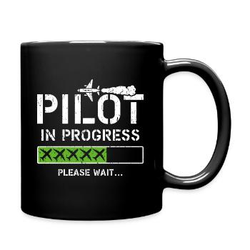 Pilot In Progress Kid Future Pilot Airplane Aviati - Full Colour Mug - black - Right