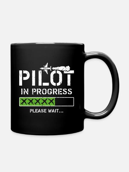 Pilot In Progress Kid Future Pilot Airplane Aviati - Tasse einfarbig - Schwarz