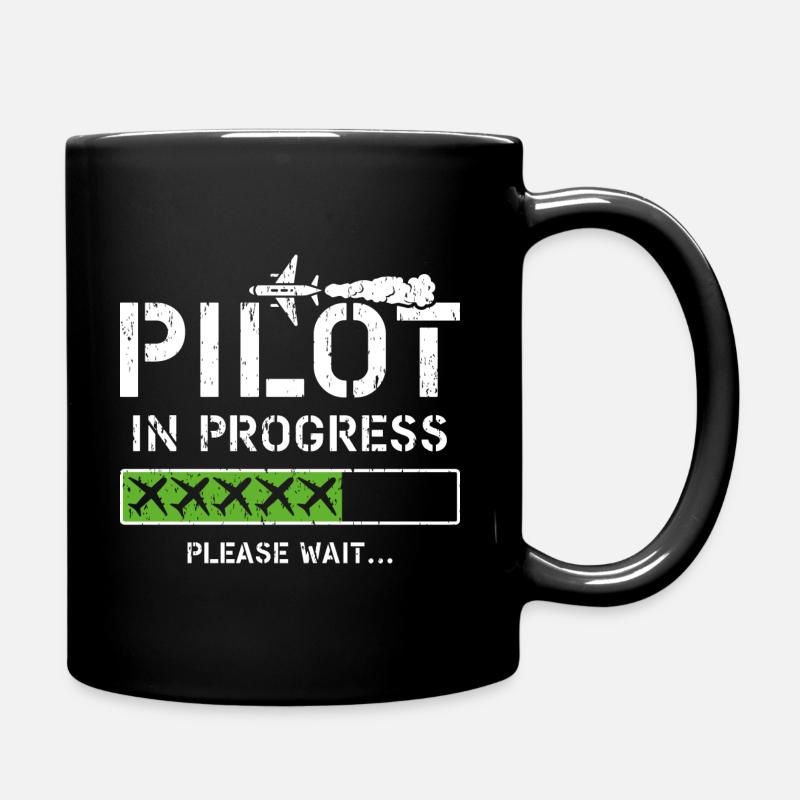 Pilot In Progress Kid Future Pilot Airplane Aviati - Tasse einfarbig - Schwarz