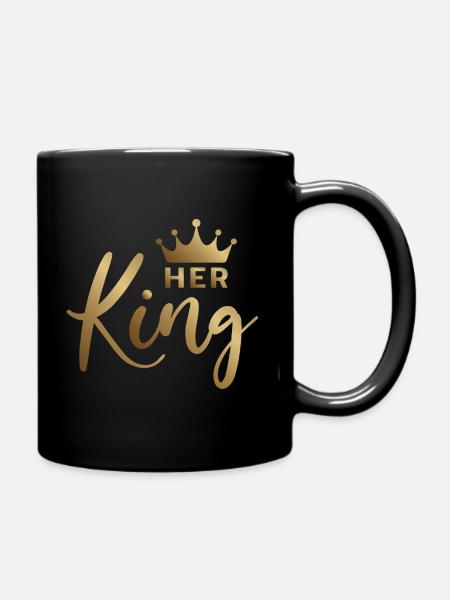 Her King - Pair of Shirts - Full Colour Mug - black
