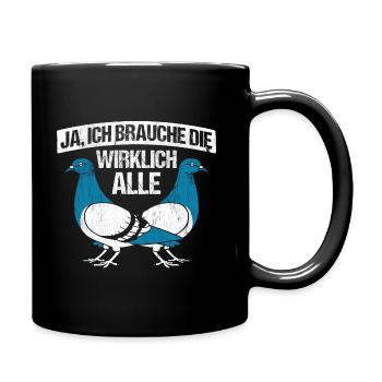 Taube Tauben Vogel - Tasse einfarbig - Schwarz - Rechts