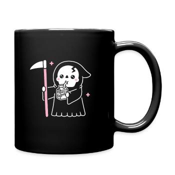 Cute Grim Reaper Drinking Milk - Full Colour Mug - black - Right