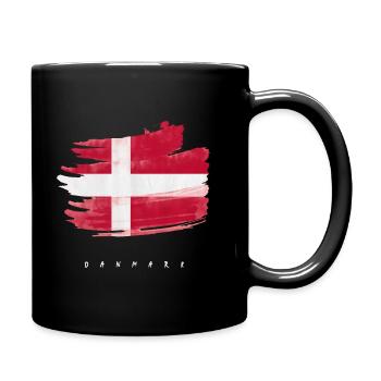 Denmark Danish Flag Watercolor - Full Colour Mug - black - Right