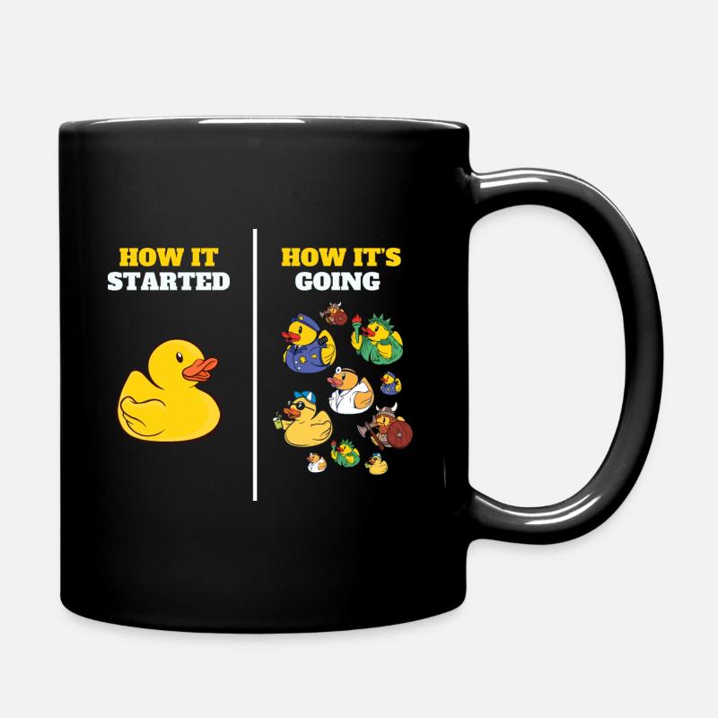 How It Started Yellow Bath Duckie Rubber Duck - Full Colour Mug - black