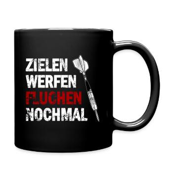 Lustig Dart Scheiben Wettkampf Darten - Tasse einfarbig - Schwarz - Rechts