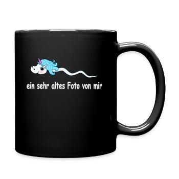 Einhorn Spermium altes Foto - Tasse einfarbig - Schwarz - Rechts
