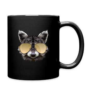 Raccoon with sunglasses - Full Colour Mug - black - Right