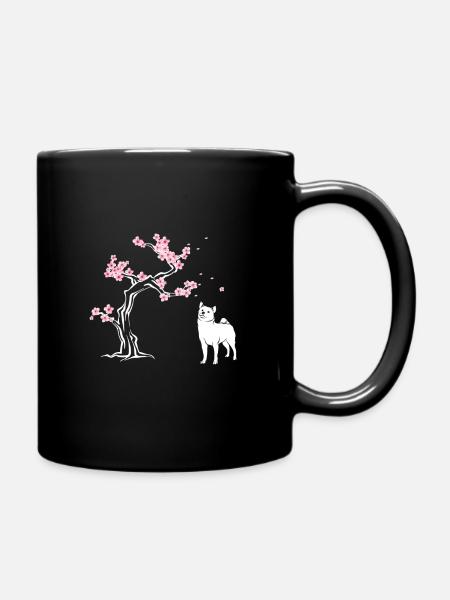 Shiba Inu Japanische Kirschblüte Sakura - Tasse einfarbig - Schwarz