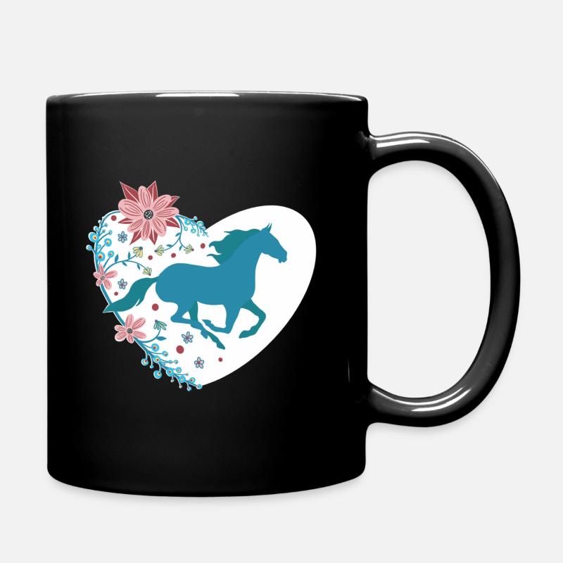 Cheval bleu sur un cœur blanc - Mug uni - noir