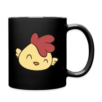 Huhn - Fröhliches Küken - Tasse einfarbig - Schwarz - Rechts