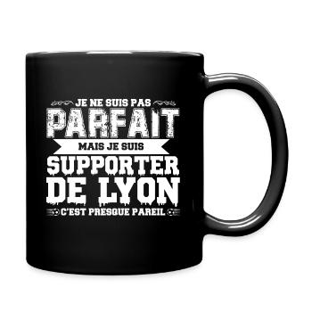 Je ne suis pas parfait mais je supporte Lyon - Mug uni - noir - Droite