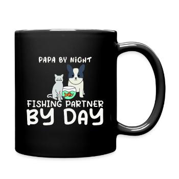 Papa By NIght Fishing Partner By Day Ruhestandspla - Tasse einfarbig - Schwarz - Rechts
