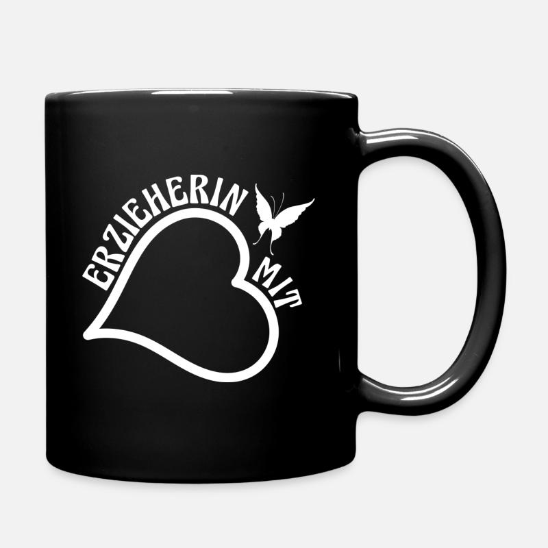 Erzieherin mit Herz - Beste Erzieherin - Tasse einfarbig - Schwarz