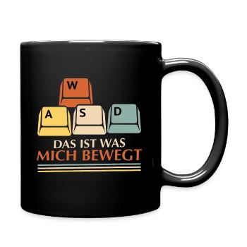 WASD ist was macht bewegt - Tasse einfarbig - Schwarz - Rechts
