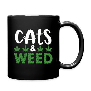 Cats & Weed - Tasse einfarbig - Schwarz - Rechts