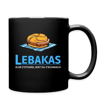 Leberkas T-Shirt Bayern Volksfest Biergarten Gaudi - Tasse einfarbig - Schwarz - Rechts