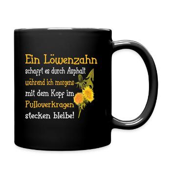 Ein Löwenzahn - Tasse einfarbig - Schwarz - Rechts