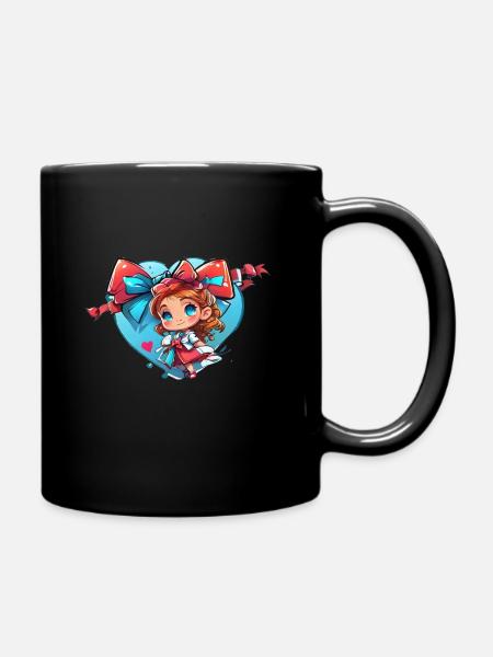 Mädchen und Herz - Sweetheart - Tasse einfarbig - Schwarz