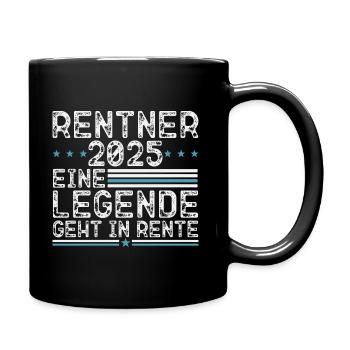 Rentner 2025 Rente Ruhestand 2025 Geschenk - Tasse einfarbig - Schwarz - Rechts