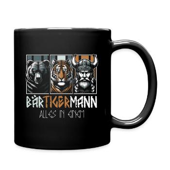 Bärtigermann Bär Tiger Mann Geschenk Bart - Tasse einfarbig - Schwarz - Rechts