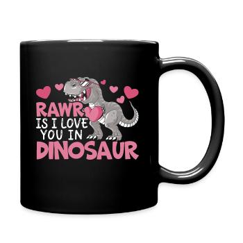 Valentine's Day Dinosaur T-Rex February 14 Dino - Full Colour Mug - black - Right