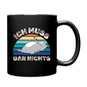 Ich muss gar nichts faule Katze - Tasse einfarbig - Schwarz - Rechts