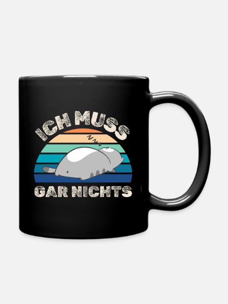 Ich muss gar nichts faule Katze - Tasse einfarbig - Schwarz